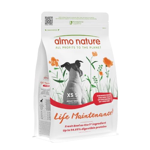 Almo Nature Life Maintenance Trockenfutter für Hunde XS-S mit Rind 2 kg – Komplette Kroketten für Erwachsene Hunde Kleiner und Kleiner Hunde