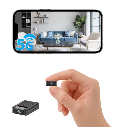 XNJ Mini Kamera, 4K Innenüberwachungskamera 5G WLAN, 180° drehbarem Objektiv automatische Nachtsicht, Bewegungserkennung, Fernüberwachung für Babys, Haustiere und das Zuhause（Schwarz）