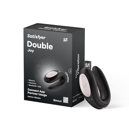 Satisfyer Double Joy Connect App Paar-Vibrator 9 cm | Sex-Spielzeug für Paare extrem stark | Vielfältige Vibrationen dank App-Steuerung | Erotisches Toy mit Klitoris-Stimulation | Farbe: Schwarz
