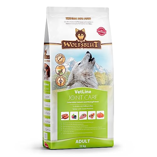 WOLFSBLUT – VetLine Joint Care | Diät Trockenfutter für ausgewachsene Hunde mit Gelenkerkrankungen. Getreidefreies Alleinfutter im Beutel | 12kg Truthahn mit Süßkartoffeln