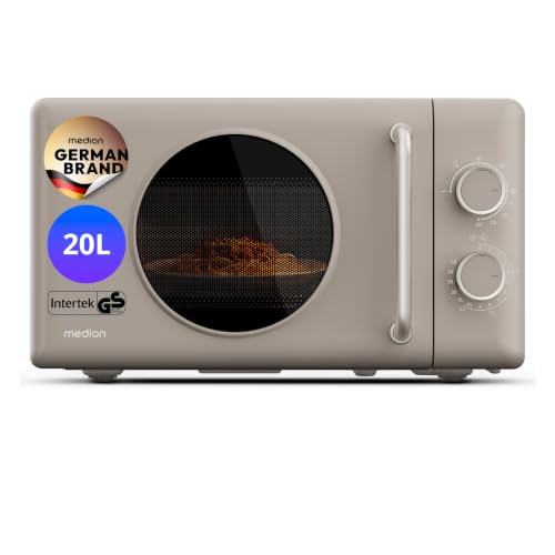 MEDION Retro Mikrowelle mit Grill - 20 Liter klein & kompakt - sandbeige