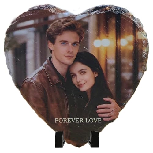 Personalisierte Geschenke, Fotogeschenk aus Stein mit Foto & Text. Personalisierte Bilderrahmen als einzigartiges Geschenk für Hochzeit, Jubiläum, Fotogeschenke & personalisierte Bilder (Style A)