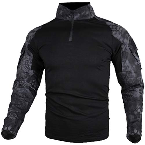 zuoxiangru Herren Taktisch Kampf T-Shirt, Ripstop Atmungsaktiv Hemd für die Jagd Militär Airsoft (Hm, EU L=Tag XXL)