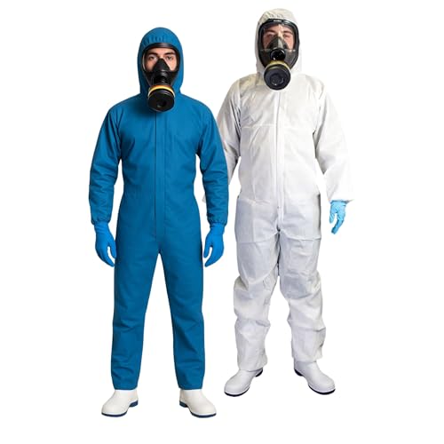 Xtreme SMS Overall Einweg Schutzanzug Blau Größe XL mit elastischen Arm-Bündchen PSA Kat. 3 Typ 5/6 atmungsaktiv antistatisch ideal für Handwerk Werkstatt Montage Reinigung Lackiervorbereitung DIY