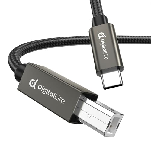 DigitalLife 2M USB-C zu B MIDI-Interface-Kabel für MIDI-Keyboard, Controller, Synthesizer, Audio-Interface und Mehr, Kompatibel mit Windows, macOS, Linux - (Modell-Nr.:MIDI-CB200-II)