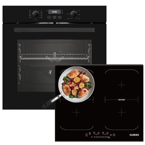 Autarkes Herdset | 60cm Einbaubackofen | 59cm Induktionskochfeld | Induktionskochfeld mit 2 Flexzonen | kochfeld mit Warmhaltefunktion | Grill | Heißluft | AQUA CLEAN