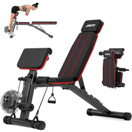 JOROTO Verstellbare Hantelbank, Klappbar Trainingsbank, 453KG Last Krafttraining Bänke für Home Gym Ganzkörpertraining, Römischer Stuhl Hantelbank, Rückentrainer