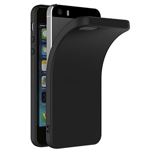 Verco Kompatibel mit iPhone SE Hülle (1. Gen.) und iPhone 5/5s Hülle, Matte Rückschale Schutzhülle für iPhone 5/5S/SE Case Silikon Handyhülle - Schwarz