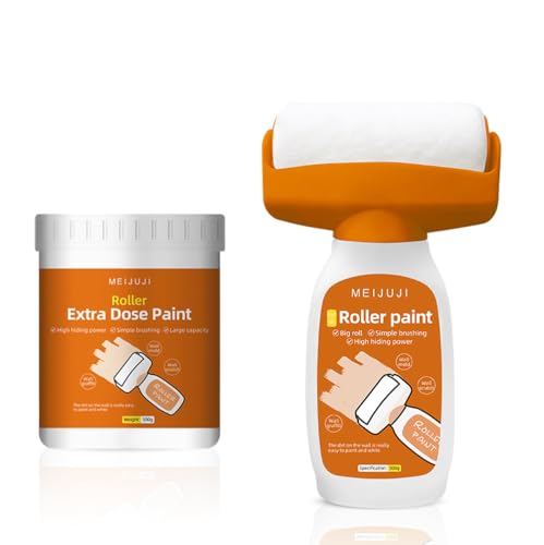 Umllpet Wandfarbe Ausbessern Weiß, Wandreparatur Rollbürste mit Wandreparaturpaste, Ausbesserungsfarbe Weiss, Wandfarbe weißer Roller, Wandreparaturroller Farbe für Kratzer, Flecken, Risse (1 Liter)
