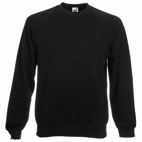 Fruit of the Loom Classic Raglan Sweat Herren Neu, Farbe:schwarz, Größe:XL