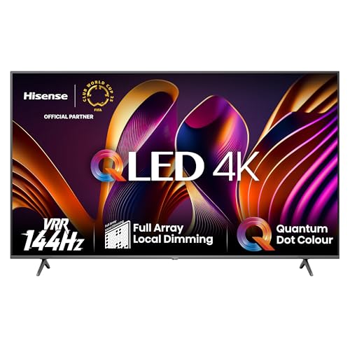 Hisense 65E7NQ Pro 164 cm (65 Zoll) Fernseher, 4K UHD, QLED, Smart TV, Total HDR, Dolby Vision IQ Atmos, 144Hz (VRR), HDMI 2.1, Game Mode PRO, Triple Tuner, Alexa Built-In, Dunkelgrau, [2024]