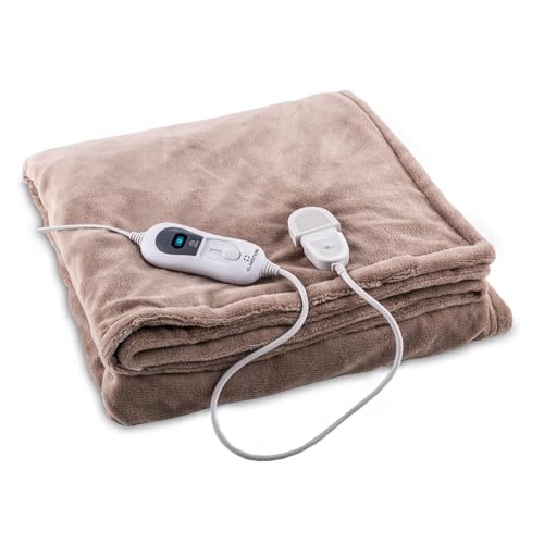 Klarstein Sherlock Elektrische Heizdecke, 120 W, waschbar, 180 x 130 cm, braun cremefarben