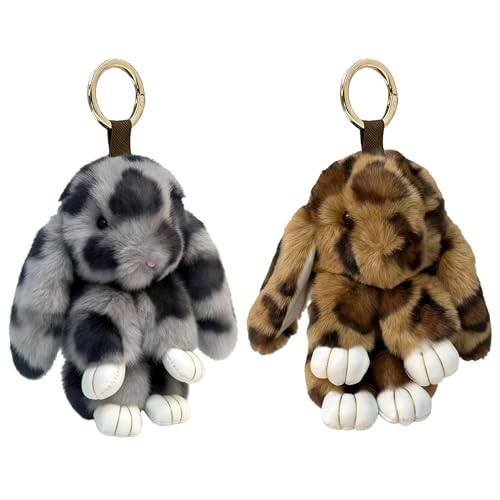 SKIPTHYBER Hase Plüsch Schlüsselanhänger, 2 Stück Süße Plüsch Bunny Schlüsselanhänger Anhänger, Schlüsselhalter Kaninchen, Taschenanhänger Handtasche Autoschlüssel Dekoration für Ostern Mädchen