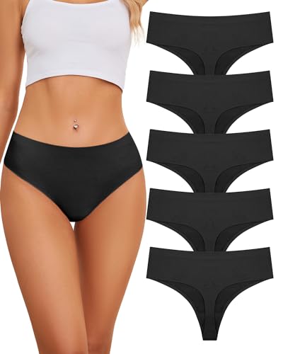 VOENXE String Tanga Damen Nahtlos,High Waist Sport Unterhosen,Seamless UnterwäSche Slip Frauen,Unterhose Panty Mehrpack,Brazilian Thong for Women,Unsichtbare Atmungsaktive Underwear,5er Pack Set