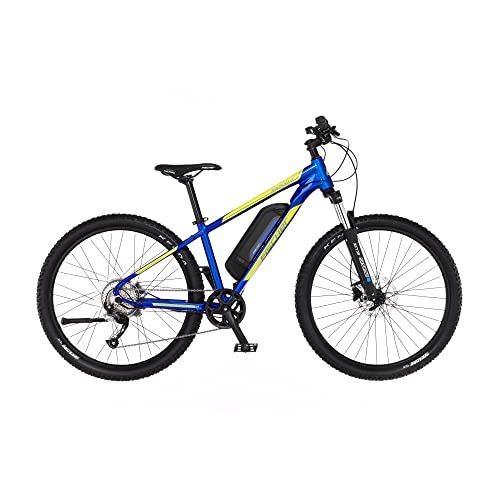 FISCHER E-Mountainbike MONTIS 2.1, Junior Elektrofahrrad für Damen und Herren, RH 38 cm, Heckmotor 45 Nm, 48 V Akku, blau