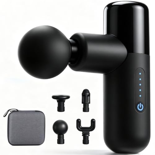 Zerolia Massagepistole Mini, Massagegerät mit bürstenlosem Motor, 5 Geschwindigkeitsstufen, Drucksensor, 4 Massageaufsätze, USB-C, kompakt und leise für die tägliche Anwendung