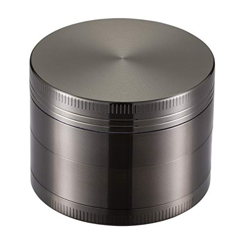LIHAO Grinder Crusher 4-Teiliges Set Mühle Zinklegierung mit Pollen Scraper für Spice Kräuter Gewürze Herb (5 x 3,5 cm, Nickel-Schwarz)