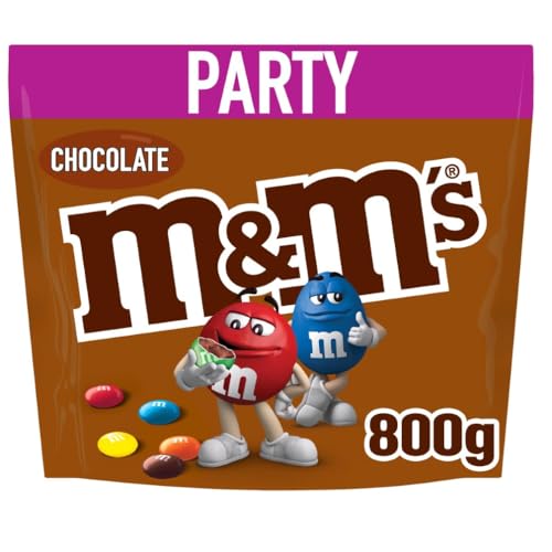 M&M’s Chocolate Großpackung Schokolade, Knackige Schokolinsen mit bunter Zuckerhülle als Süßigkeiten, Party-Mix, 1 x 800 g