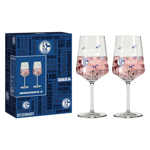 RITZENHOFF 9056001 Cocktailglas 544 ml - 2er Set - Serie FC Schalke 04-2 Stück mit Vereinsdekor - Made in Germany
