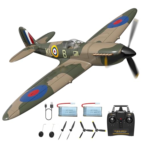 HBSAPKKA RC Flugzeug 4CH Spielzeug RTF Spitfire mit Xpilot Stabilisierungssystem, 2.4GHz Ferngesteuertes Flugzeug für Anfänger, Kinder und Erwachsene