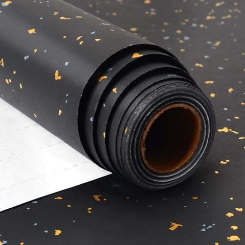 Schwarz Geschenkpapier, 43 cm x 10 m Schwarz Gold Silber Geschenkpapier für Weihnachten Geburtstag Hochzeit Jubiläen