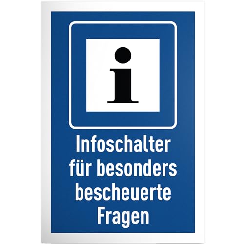 DankeDir! Infoschalter bescheuerte Fragen - 30 x 20 cm Schild - Geschenkidee Deko Partydeko Geschenk Party Kollegen Freunde - Türschild Spruchschild lustiger Spruch Geburtstagsgeschenk