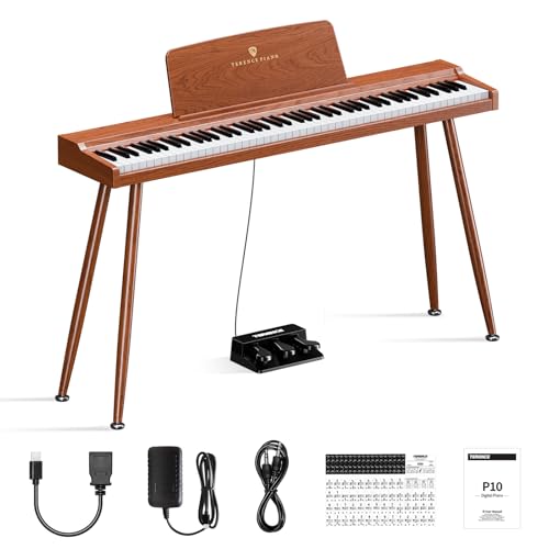 TERENCE P10 E-Piano 88 Tasten, 3-Pedal, 20W Stereo-Lautsprecher,USB-MIDI