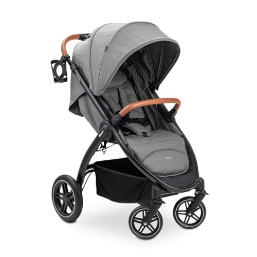 hauck Uptown, Melange Grey - Kinderbuggy mit Liegeposition ab Geburt, Breiter Sitz bis 22 kg, Getränkehalter, Gummiräder, Federung, UV Schutz 50+, Faltbar, Höhenverstellbar, Großer Korb