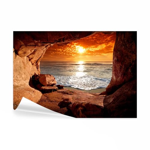 decomonkey Fototapete Meer Strand 350x256 cm Tapete Fototapeten Vlies Tapeten Vliestapete Wandtapete moderne Wand Schlafzimmer Wohnzimmer Sonnenuntergang Landschaft