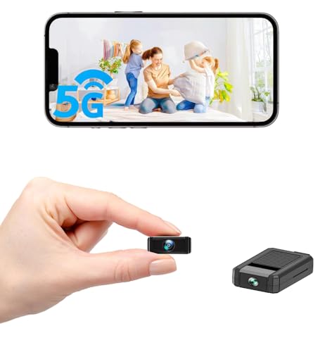 XNJ Mini Kamera, 4K HD Überwachungskamera Innen 180° Drehbarem Objektiv, 2,4/5 GHz WLAN Innenkamera Mit Akku,Bewegungserkennung, Remote Viewing für Sicherheit Mit APP