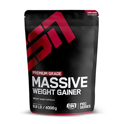 ESN Massive Weight Gainer, Vanilla Ice Cream, 4 kg, ideal für die Massephase, bis zu 536 kcal pro Portion, Pulver zum Masseaufbau und Zunehmen - made in Germany