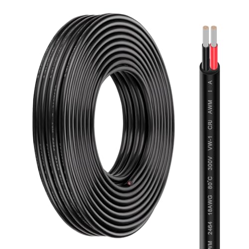 iGreely 2x0.75mm² KFZ Kabel 10m rund, 12V 2 Adriges Kabel, Flexibel Verzinnter Kupferkabel für Lkw/Anhänger