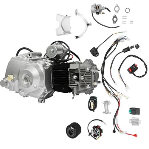 125ccm 4 Takt ATV Motoren, Upgrade Pitbike Motor Dirt Bike Motor, CDI Elektrischer Start Gokart Motor 3+1 Rückwärts Halbautomatisch Engine für ATV Go-Kart Pocket Motorcycle Quad | EU Stocks