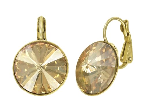 Konplott: Ohrringe Rivoli shinny brass, moderne Solitärohrringe in glänzend-goldener Fassung, für Damen/Frauen (beige)