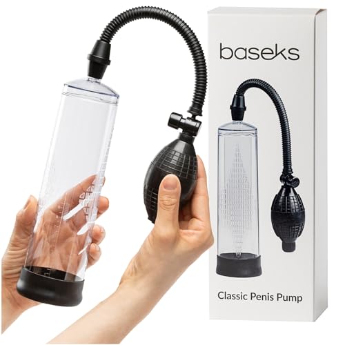 Baseks Classic Penispumpe 24 cm - Manuelle Vakuumpumpe für den Mann - Einfache Penis Pumpe mit Klarer Zylinder – Funktionale Penies Pump für Einsteiger - Penis Pump Ohne Batterie - Hand Cock Pump