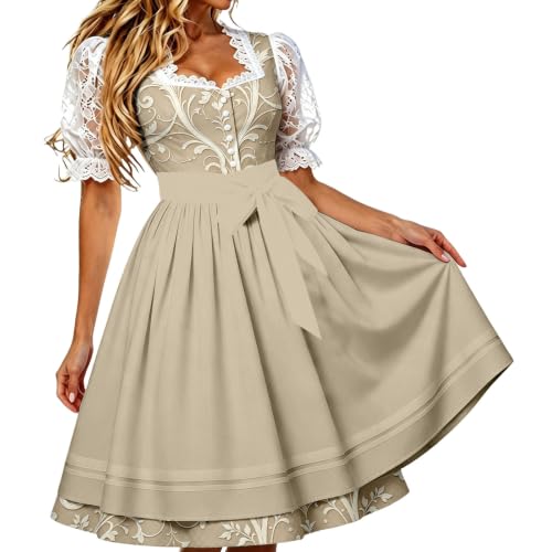 Dirndl Damen Dirndelkleider Oktoberfest Damen Outfit Dirndl-Komplettsets Midi Dirndl Lang Grosse Grössen Wiesn Outfit Trachtenkleid für Volksfest