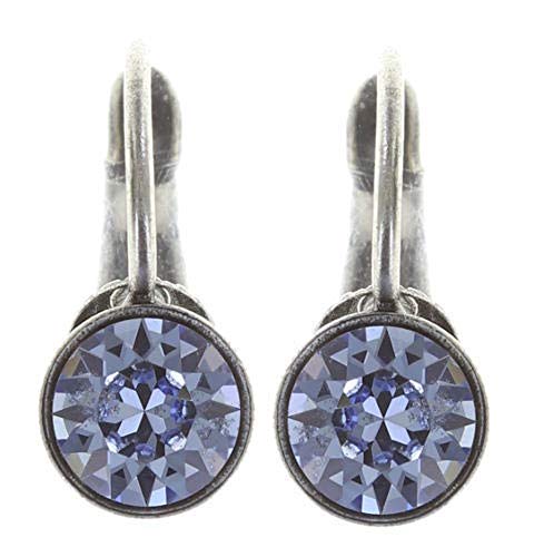 Black Jack Ohrhänger mit Klappverschluss in light sapphire, hellblau Fassung Silber