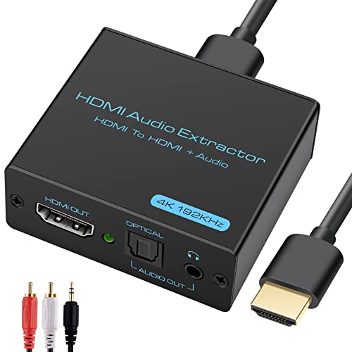 HDMI Audio Extractor 4k HDMI Optisch Splitter Adapter Konverter 3.5 mm Stereo+Optical Toslink SPDIF out unterstützt 5.1 HDCP 3D 1080P Dolby Digital DTS PCM