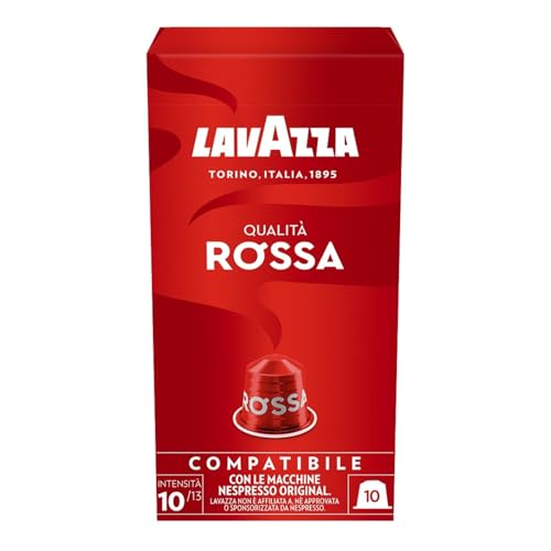 Lavazza Qualità Rossa, vollmundiger und ausgewogener Espresso, 10 Kapseln, Nespresso kompatibel