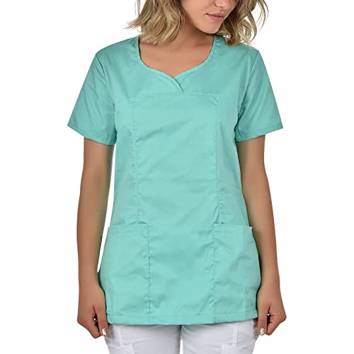 B-well INES Damen Kasack Pflege Schlupfkasack Kurzarm V-Ausschnitt Berufskleidung (Grün, XXL)