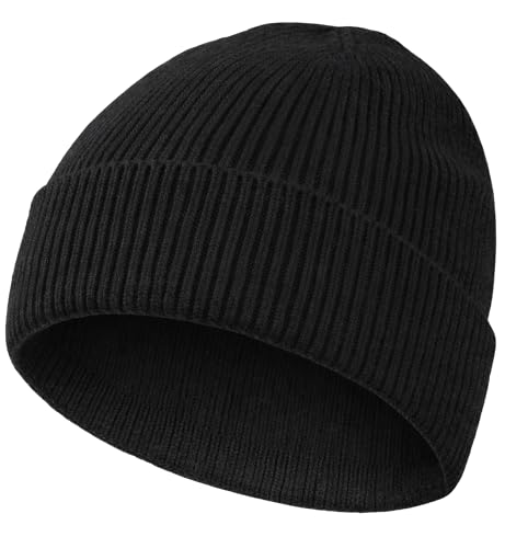 MOBIUSPHY Wintermütze Herren Damen Strickmütze Beanie Mütze Schwarz Wollmütze Winter Erwachsener klassisches Design Herrenmütze Modern Weich Elastisch Haube aus atmungsaktivem (Schwarz)