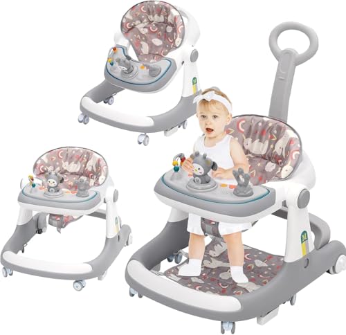 Arkyomi Baby Lauflernhilfe,3-in-1 Lauflernhilfe vom Sitzen zum Stehen, mehrfach abnehmbarer Modus, Unterhaltungs-Lern-Baby-Aktivitätstisch für Babys, Jungen und Mädchen grey