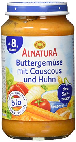 Alnatura Bio Juniormenü, Butttergemüse, Couscous & Huhn, 220g, Mittel