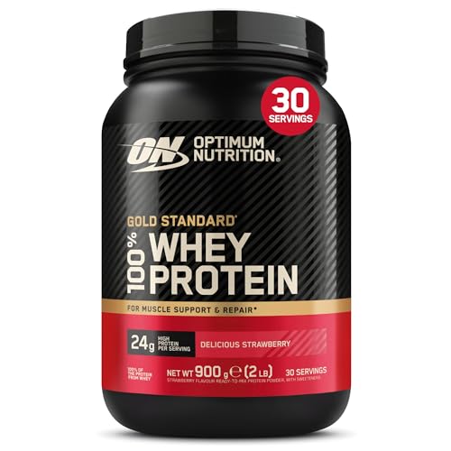 Optimum Nutrition Gold Standard 100% Whey, Proteinpulver, Geschmack Delicious Strawberry, 900g, 30 Portionen, Verpackung Kann Variieren