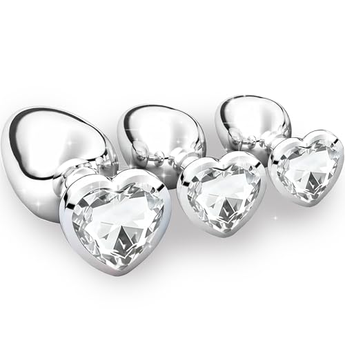 3 Stücke Analplug Buttplug,3 Größen für Frauen, Paare, Männer,Anfanger(Weißer Diamant)