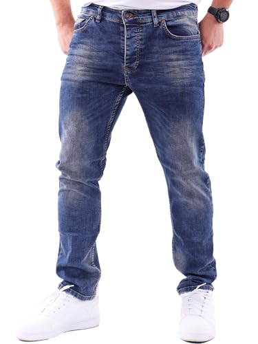 Reslad Jeans-Herren Slim Fit Basic Style Stretch-Denim Jeans-Hose RS-2063 Blau W32 / L32