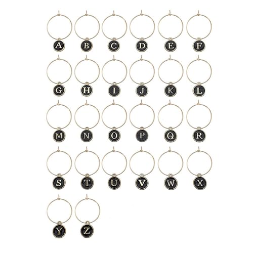 Namvo 26 Stück Weinanh?nger für Gl?ser, Weinglasanh?nger, Markierungen, Etiketten, Stielgl?ser, Getr?nkemarkierungen, Buchstaben, Weinmarkierungen, Partygeschenke, Dekorationen