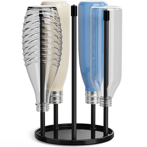 Flaschenhalter für SodaStream - Premium Abtropfhalter aus Keramik Abtropfständer mit Abtropfwanne für 5 SodaStream Crystal | Emil Flaschen Schwarz