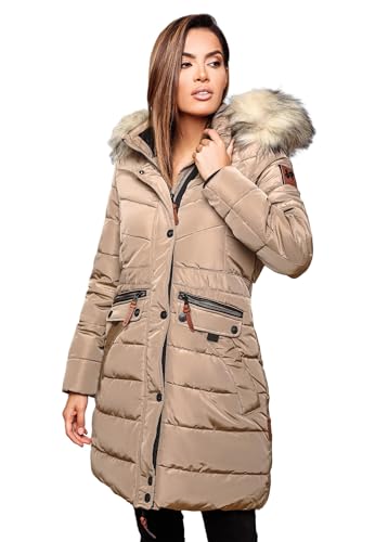 Navahoo Damen Winter Jacke Mantel Parka warm gefütterte Winterjacke B383 [B383-Paula-Taupe-Grey-Gr.XXL]