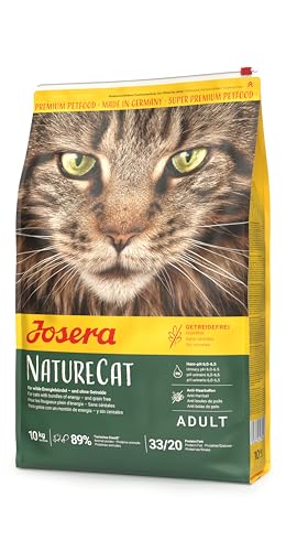 JOSERA NatureCat (1 x 10 kg) | Adult | Premium Trockenfutter für ausgewachsene Katzen | Lachs & Geflügel | erlesene Kräuter & gesunde Früchte | getreidefrei | Katzenfutter | 1er Pack